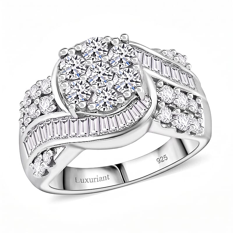 Luxuriant Lab Grown Diamond G-H SI 2.00 ctw Infinity Spark Ring in Rhodium Over Sterling Silver (Size 10.0)
