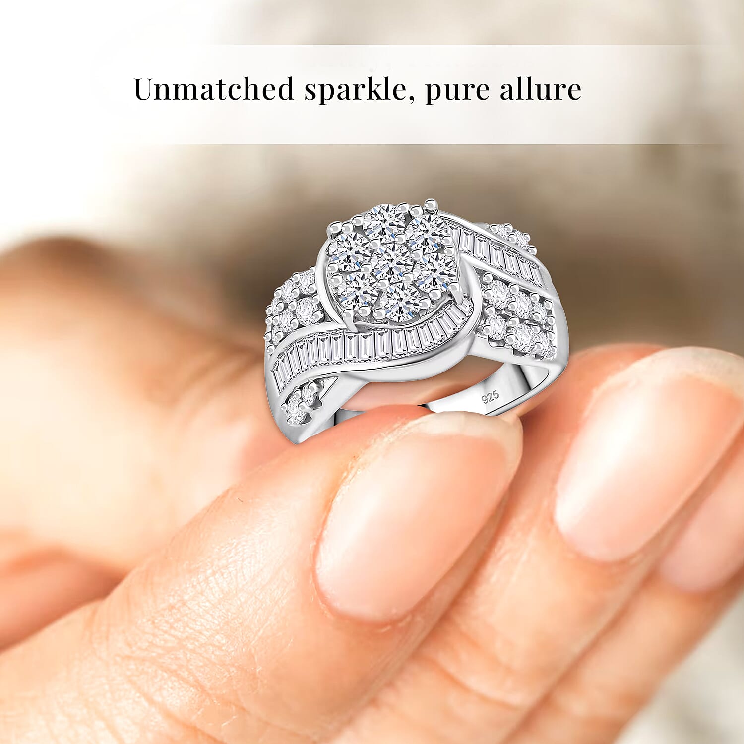 Luxuriant Lab Grown Diamond G-H SI 2.00 ctw Infinity Spark Ring in Rhodium Over Sterling Silver (Size 10.0)