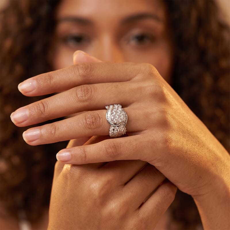 Luxuriant Lab Grown Diamond G-H SI 2.00 ctw Infinity Spark Ring in Rhodium Over Sterling Silver (Size 10.0)