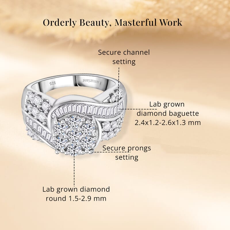 Luxuriant Lab Grown Diamond G-H SI 2.00 ctw Infinity Spark Ring in Rhodium Over Sterling Silver (Size 10.0)