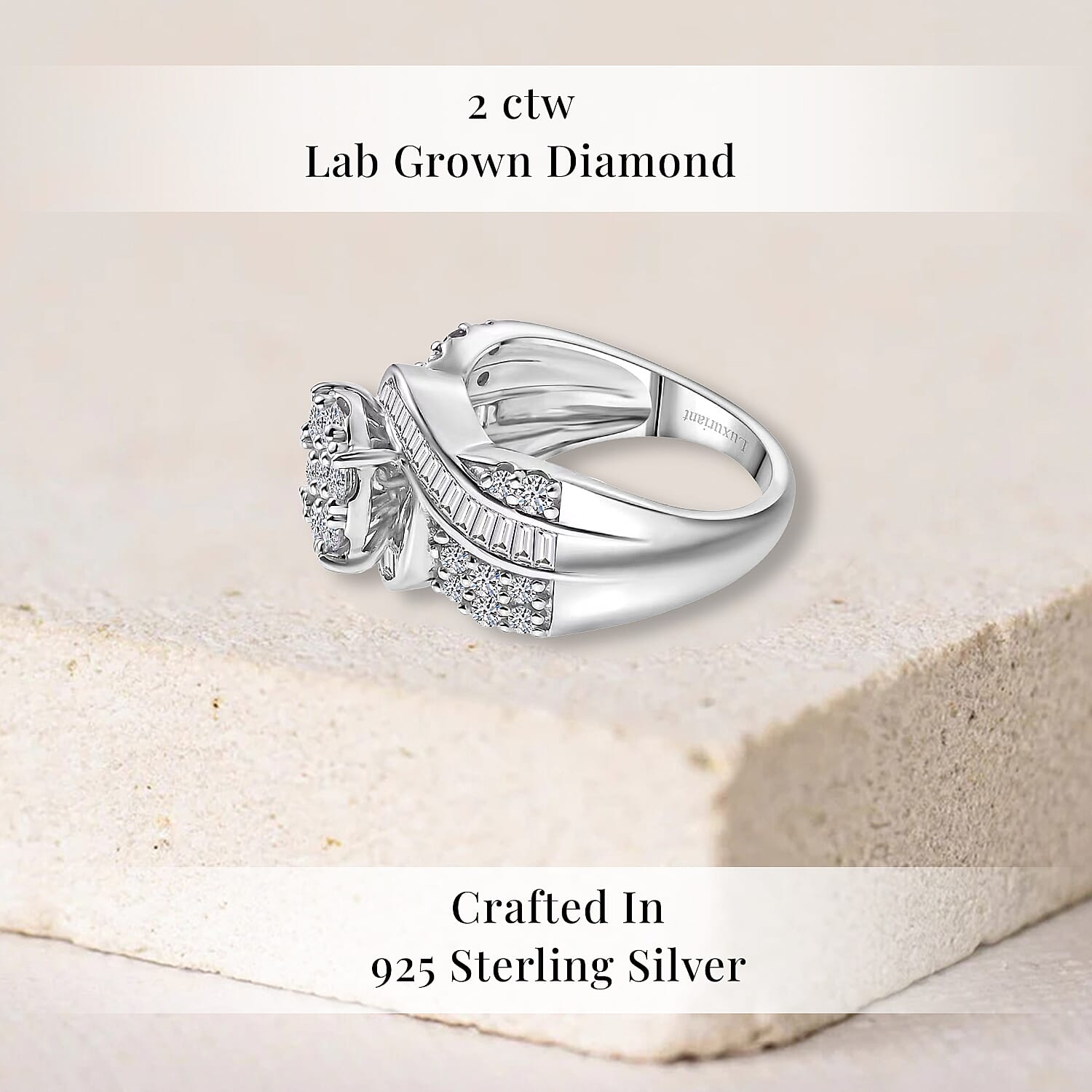 Luxuriant Lab Grown Diamond G-H SI 2.00 ctw Infinity Spark Ring in Rhodium Over Sterling Silver (Size 6.0)