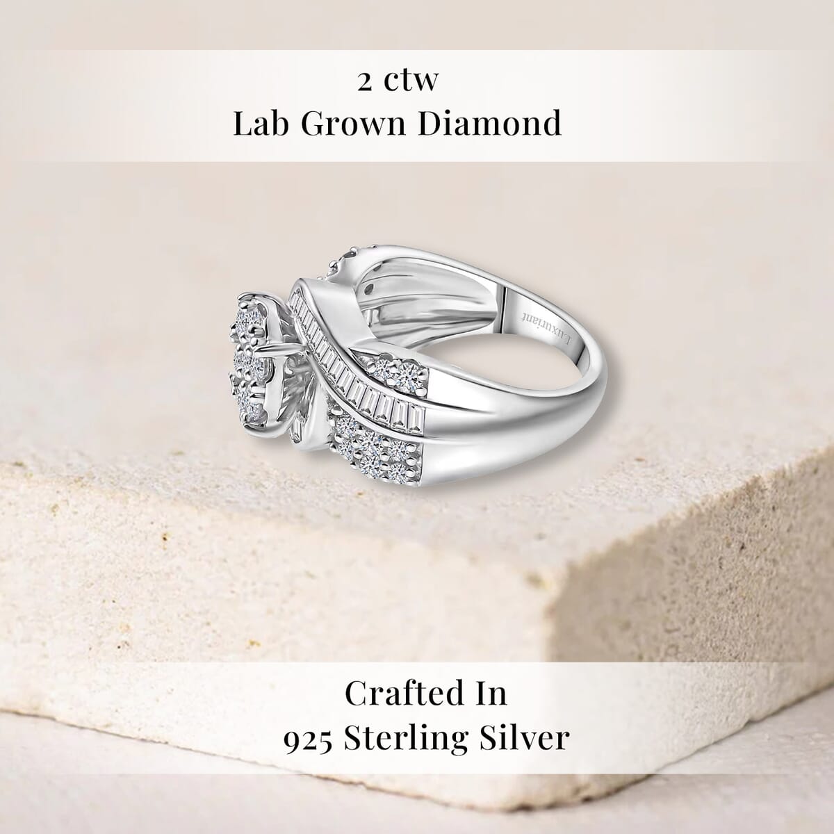 Luxuriant Lab Grown Diamond SI 2.00 ctw Ring in Rhodium Over Sterling Silver (Size 6.0) image number 2