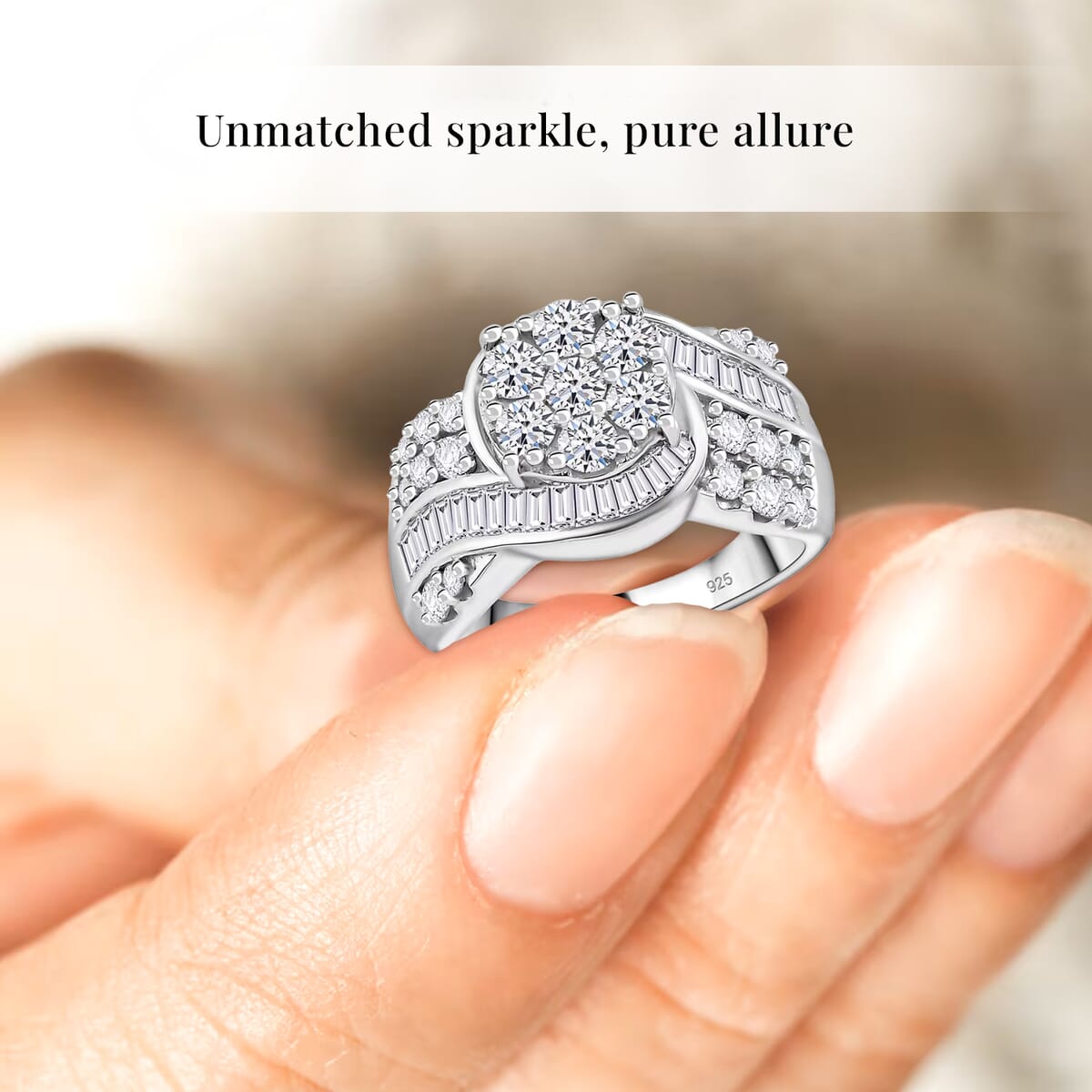 Luxuriant Lab Grown Diamond SI 2.00 ctw Ring in Rhodium Over Sterling Silver (Size 6.0) image number 4