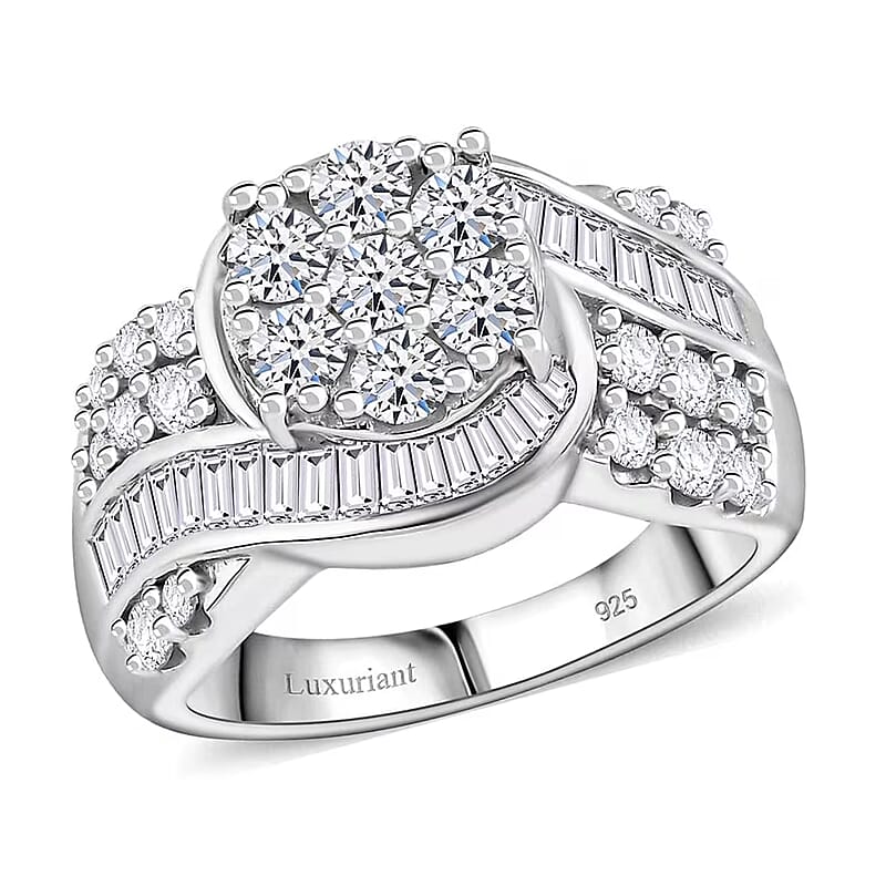 Luxuriant Lab Grown Diamond G-H SI 2.00 ctw Infinity Spark Ring in Rhodium Over Sterling Silver (Size 7.0)