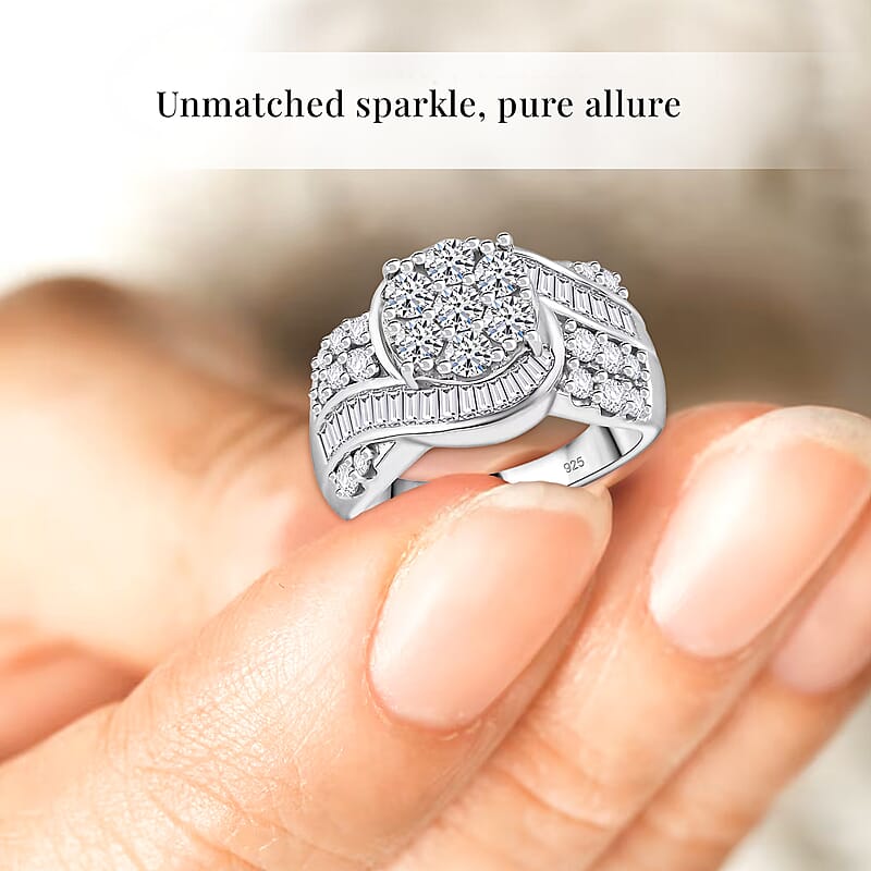 Luxuriant Lab Grown Diamond G-H SI 2.00 ctw Infinity Spark Ring in Rhodium Over Sterling Silver (Size 7.0)