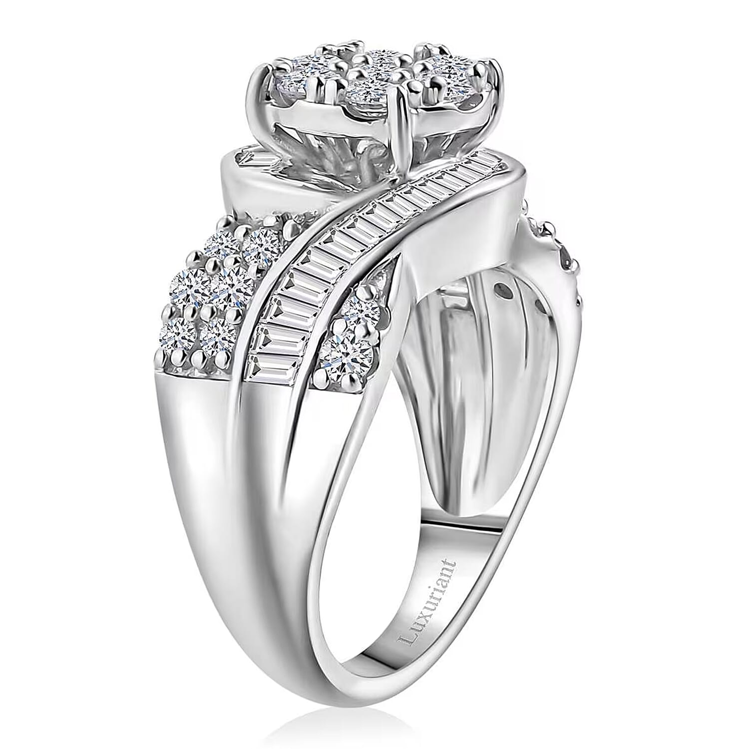 Luxuriant Lab Grown Diamond G-H SI 2.00 ctw Infinity Spark Ring in Rhodium Over Sterling Silver (Size 7.0)