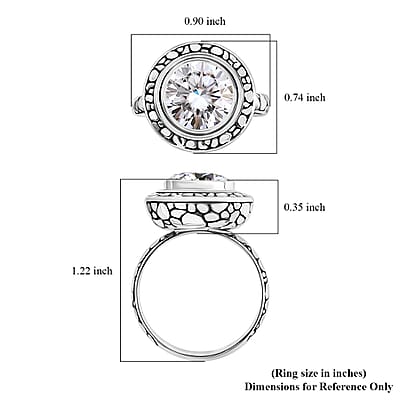 Bali Legacy Moissanite 4.50 ctw Pebble Texture Ring in Sterling Silver (Size 10.0)