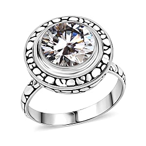 Bali Legacy Moissanite 4.50 ctw Pebble Texture Ring in Sterling Silver (Size 7.0)