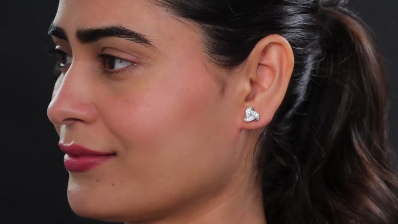J Francis Embellished with Zirconia by Swarovski Radiant Knot Earrings in Rhodium Over Sterling Silver 0.70 ctw