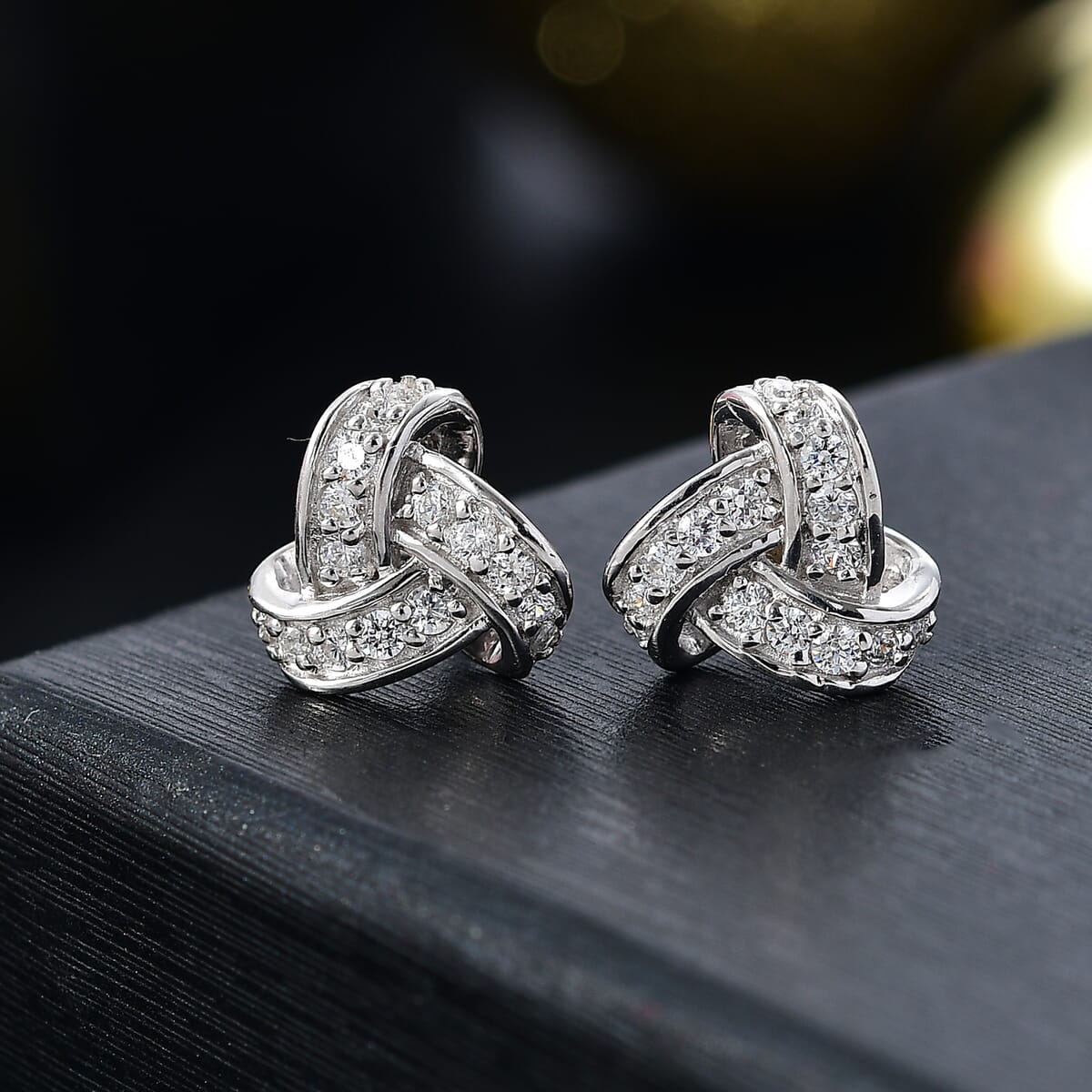 J Francis Embellished with Zirconia by Swarovski Earrings in Rhodium Over Sterling Silver 0.70 ctw image number 1