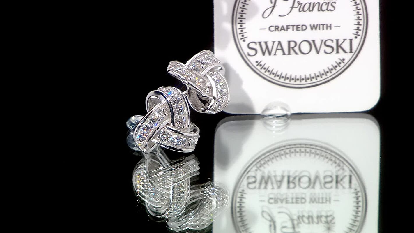 J Francis Embellished with Zirconia by Swarovski Radiant Knot Earrings in Rhodium Over Sterling Silver 0.70 ctw