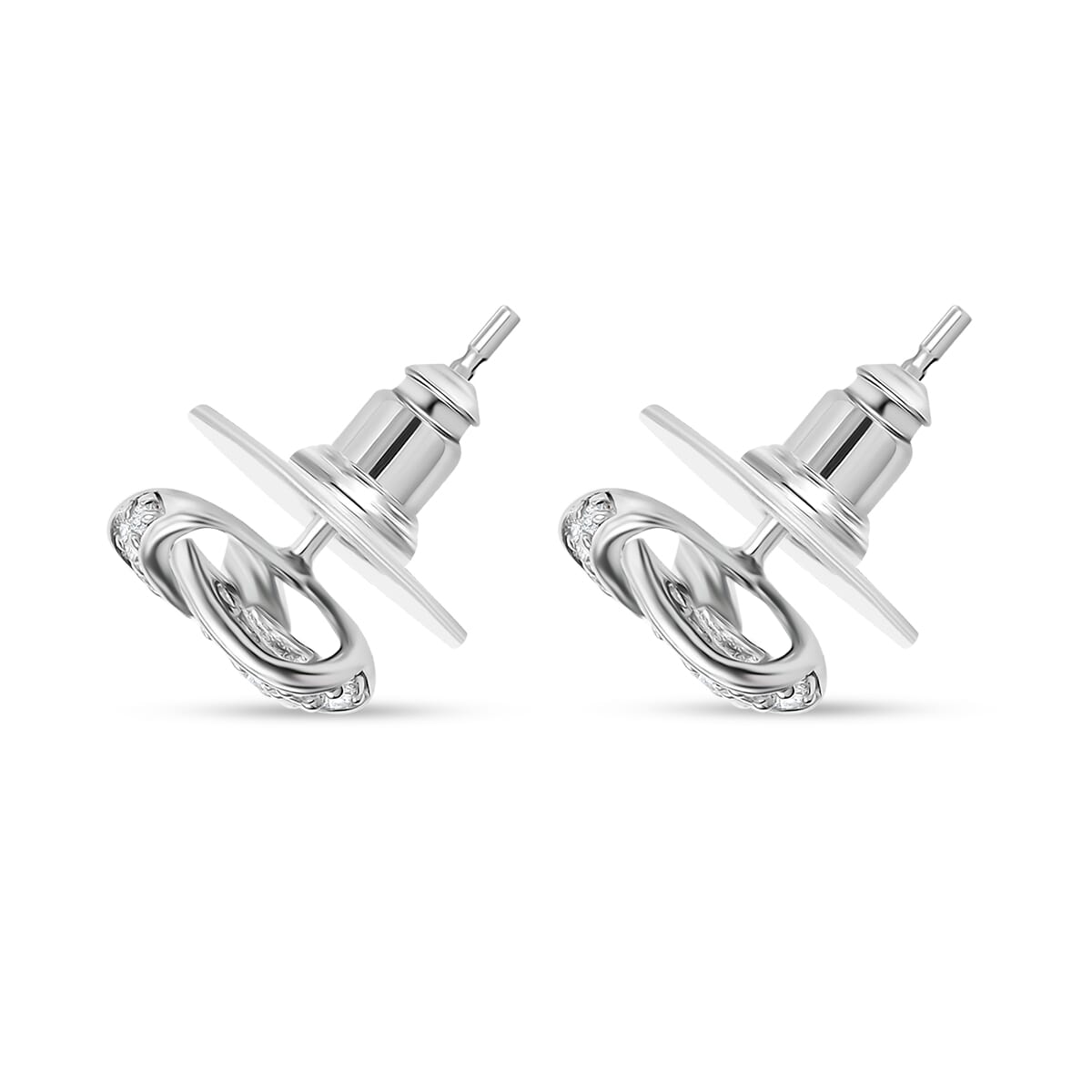 J Francis Embellished with Zirconia by Swarovski Earrings in Rhodium Over Sterling Silver 0.70 ctw image number 3