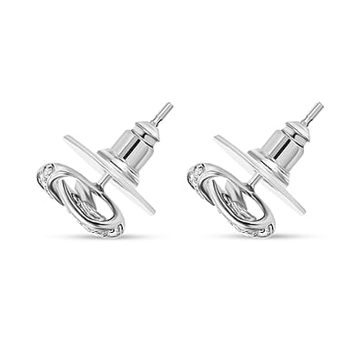 J Francis Embellished with Zirconia by Swarovski Radiant Knot Earrings in Rhodium Over Sterling Silver 0.70 ctw