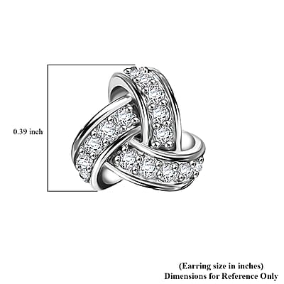 J Francis Embellished with Zirconia by Swarovski Radiant Knot Earrings in Rhodium Over Sterling Silver 0.70 ctw