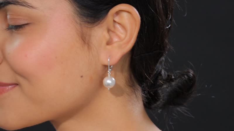 J Francis Embellished with White Pearl 24.85 ctw Crystal by Swarovski Lever Back Earrings in Sterling Silver