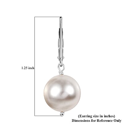 J Francis Embellished with White Pearl 24.85 ctw Crystal by Swarovski Lever Back Earrings in Sterling Silver
