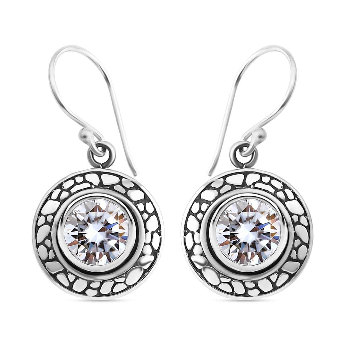 Bali Legacy Moissanite 3.50 ctw Pebble Texture Earring in Sterling Silver image number 0