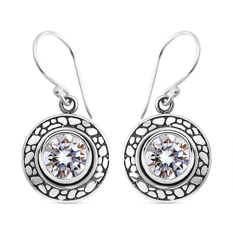 Bali Legacy Moissanite 3.50 ctw Pebble Texture Earrings in Sterling Silver