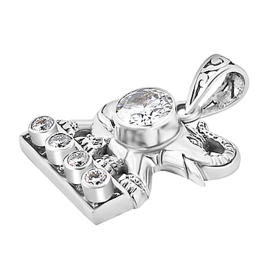 Bali Legacy Moissanite 1.50 ctw Elephant Pendant without Chain in Sterling Silver