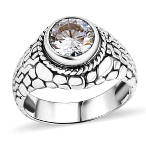 Bali Legacy Moissanite 2.50 ctw Tulang Naga with Pebble Ring in Sterling Silver (Size 10.0)