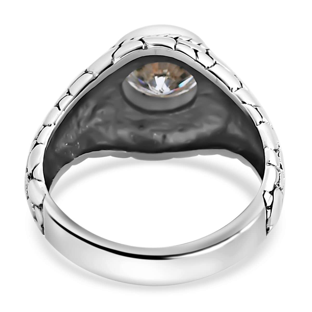 Bali Legacy Moissanite (Rnd 9mm) Tulangnaga with Pebble Ring in Sterling Silver (Size 8.0) 2.50 ctw image number 4