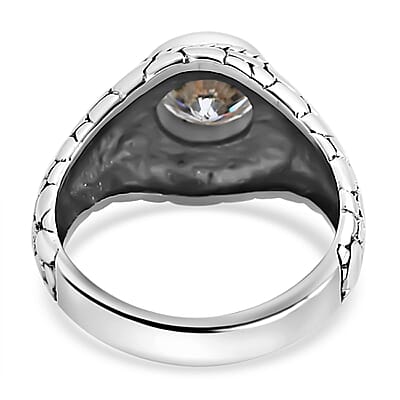 Bali Legacy Moissanite 2.50 ctw Tulang Naga with Pebble Ring in Sterling Silver (Size 10.0)