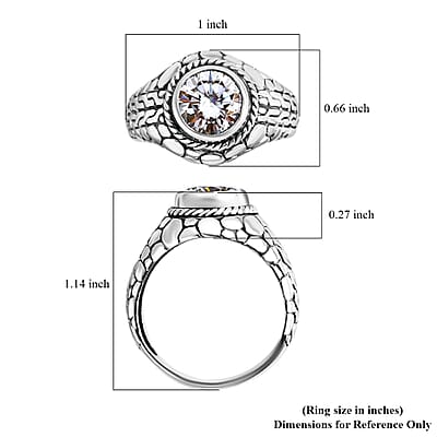 Bali Legacy Moissanite 2.50 ctw Tulang Naga with Pebble Ring in Sterling Silver (Size 10.0)