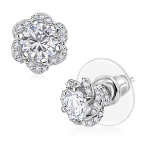 J Francis Embellished with 120 Facet Zirconia by Swarovski 3.85 ctw Swirl Earrings in Rhodium Over Sterling Silver