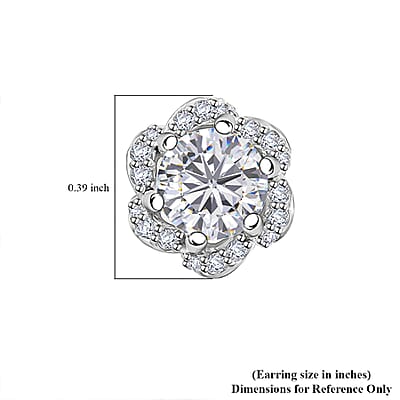 J Francis Embellished with 120 Facet Zirconia by Swarovski 3.85 ctw Swirl Earrings in Rhodium Over Sterling Silver