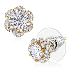 J Francis Embellished with 120 Facet Zirconia by Swarovski 3.85 ctw Swirl Earrings in 18K Vermeil Yellow Gold Over Sterling Silver