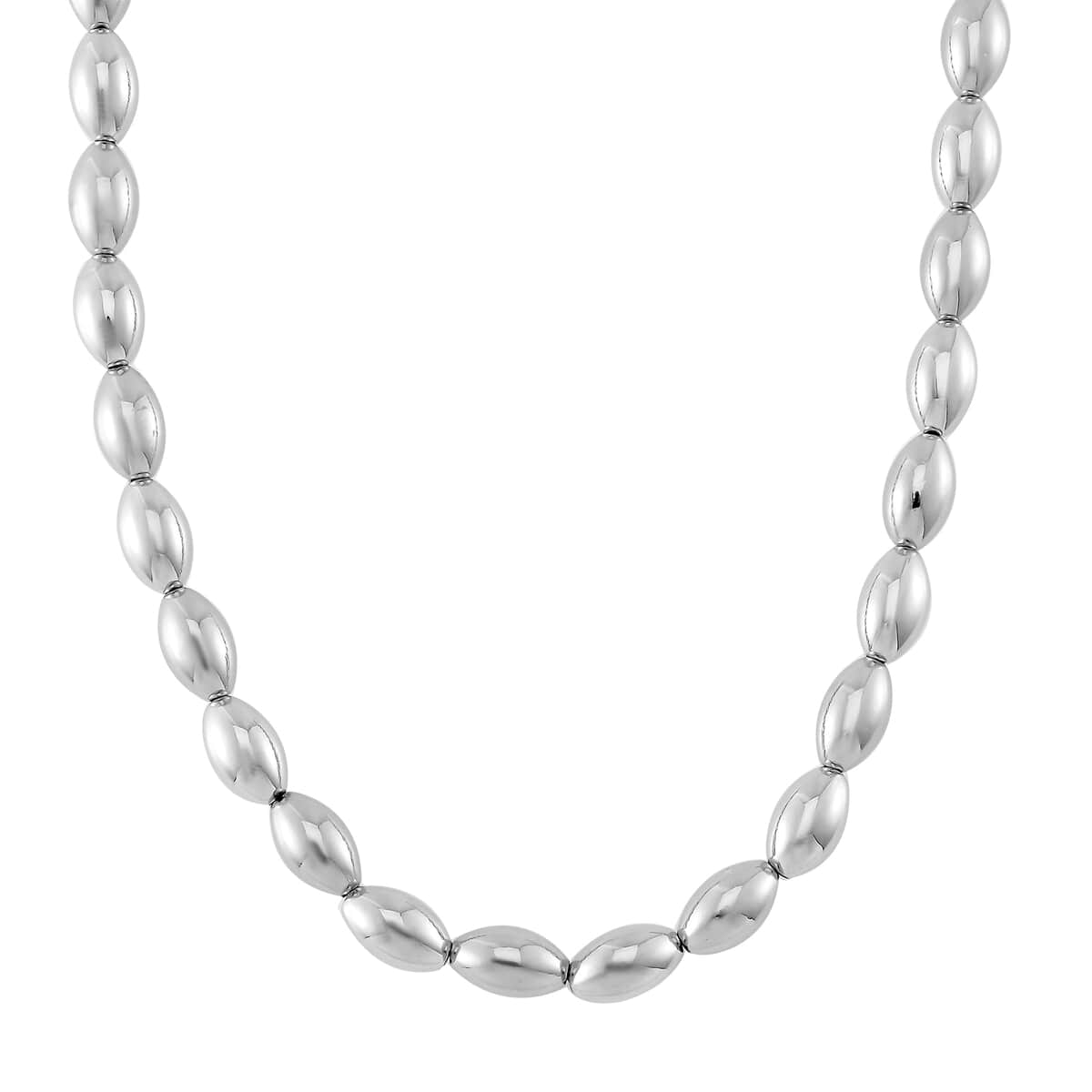 Oval Shape Beaded Necklace in Silvertone 18-20 Inches image number 0