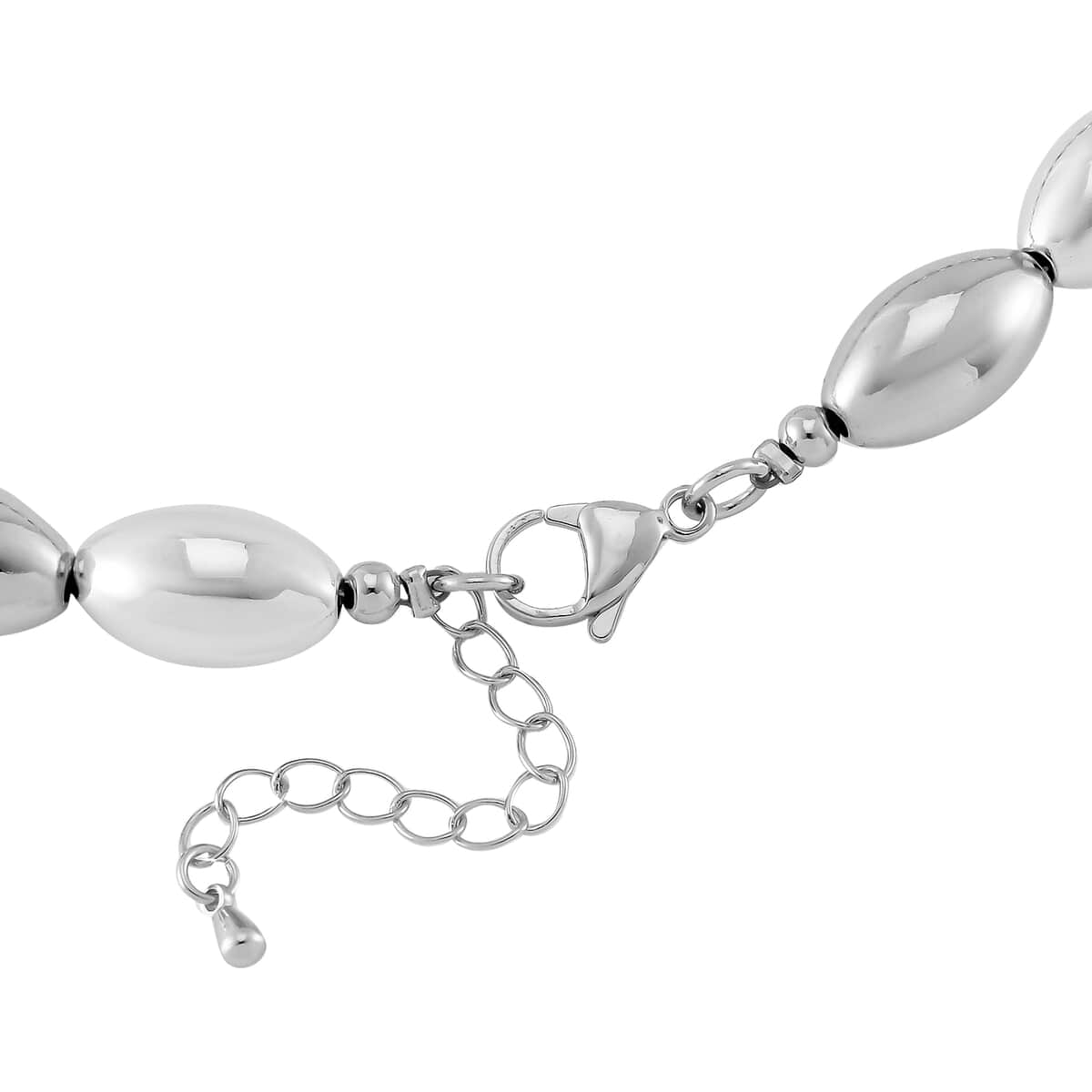 Oval Shape Beaded Necklace in Silvertone 18-20 Inches image number 3