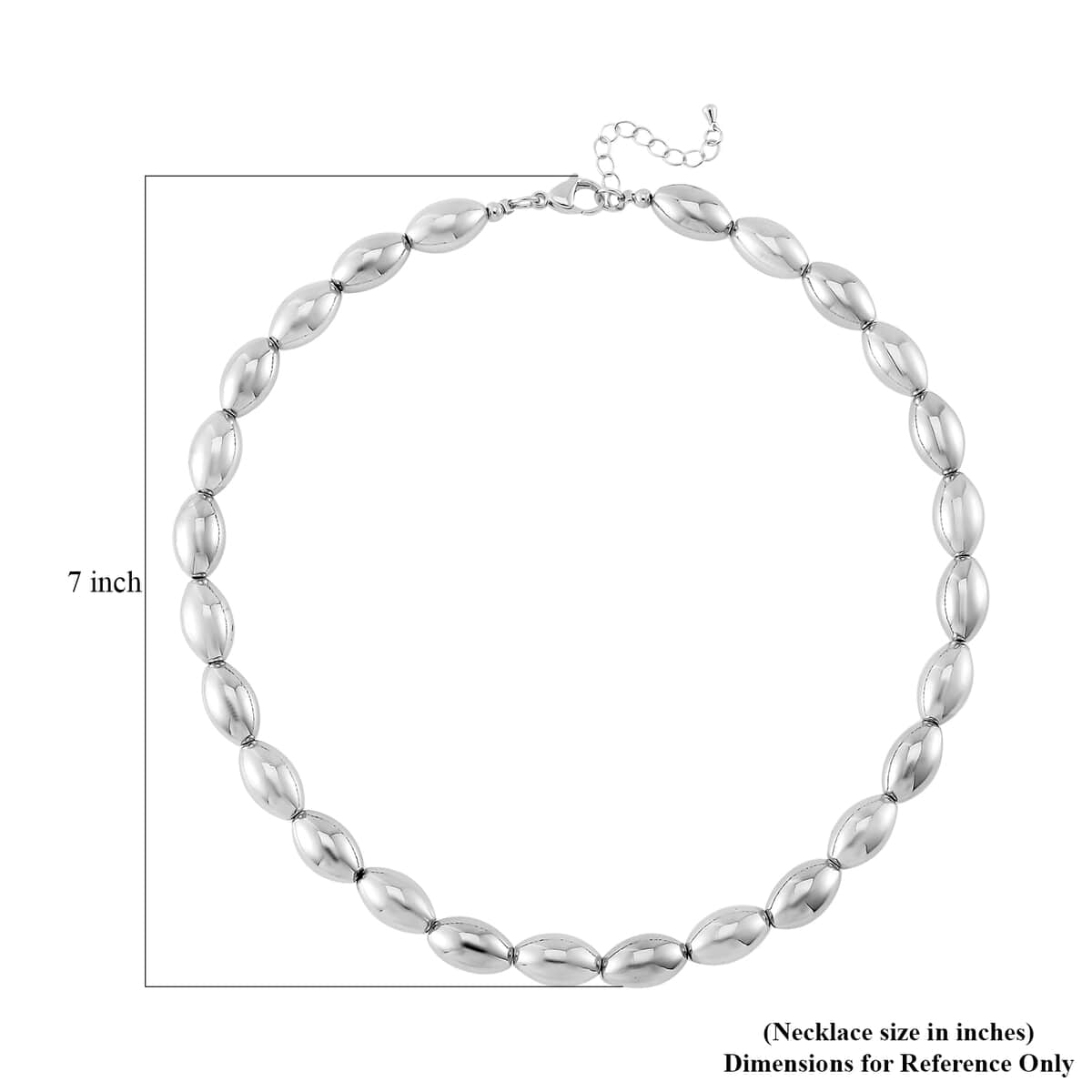 Oval Shape Beaded Necklace in Silvertone 18-20 Inches image number 4