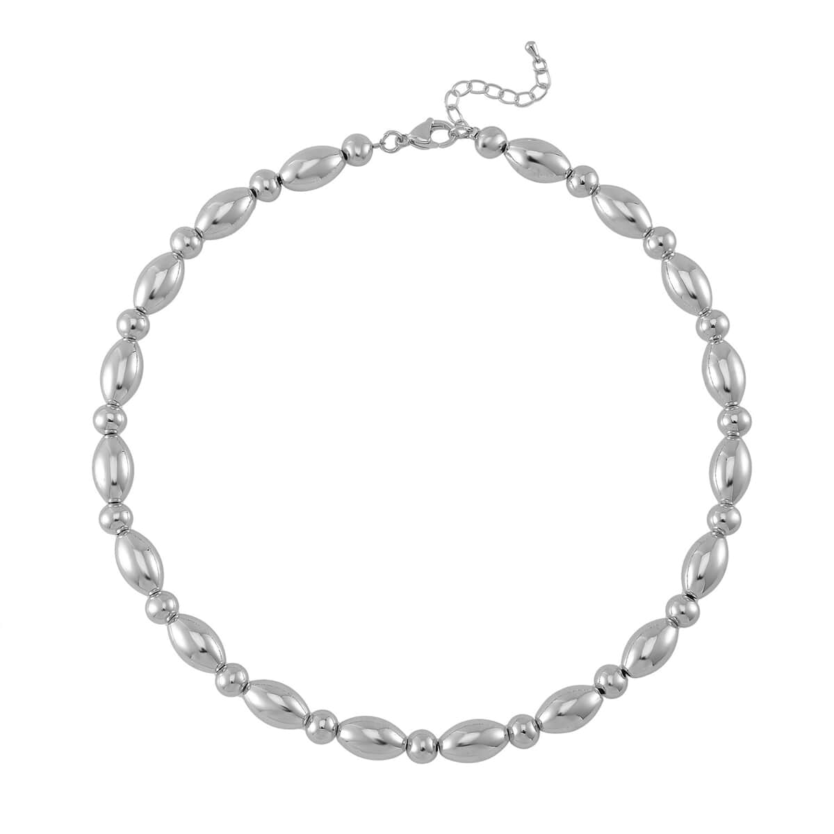 Oval and Round Shape Necklace in Silvertone 18-20 Inches image number 2