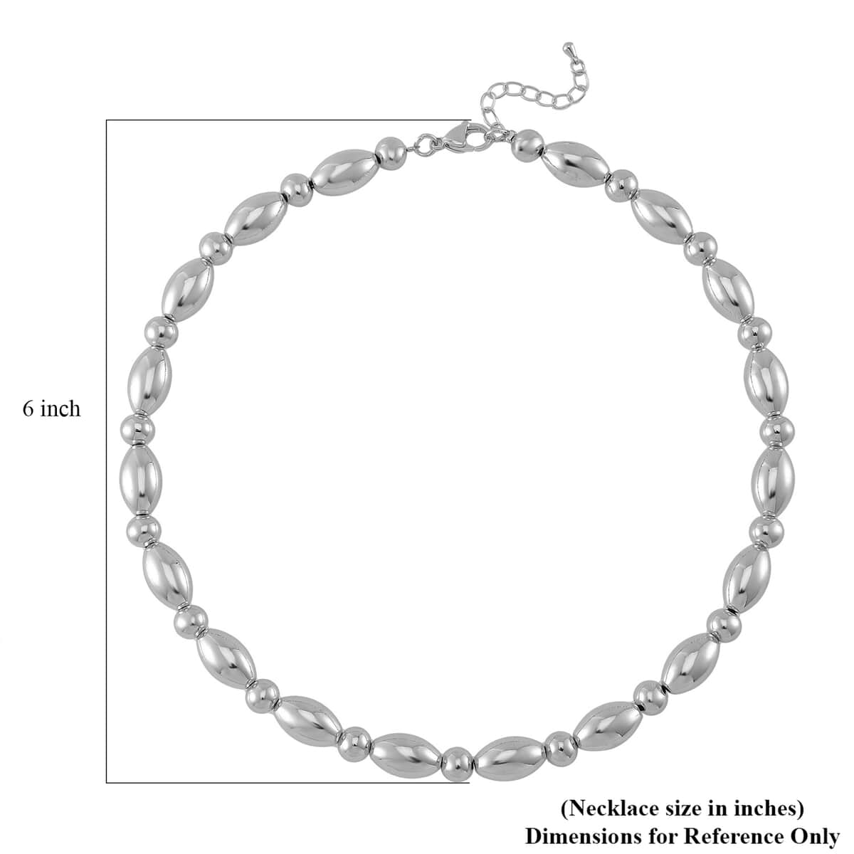 Oval and Round Shape Necklace in Silvertone 18-20 Inches image number 4