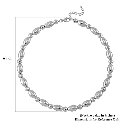 Oval and Round Shape Necklace in Silvertone 18-20 Inches