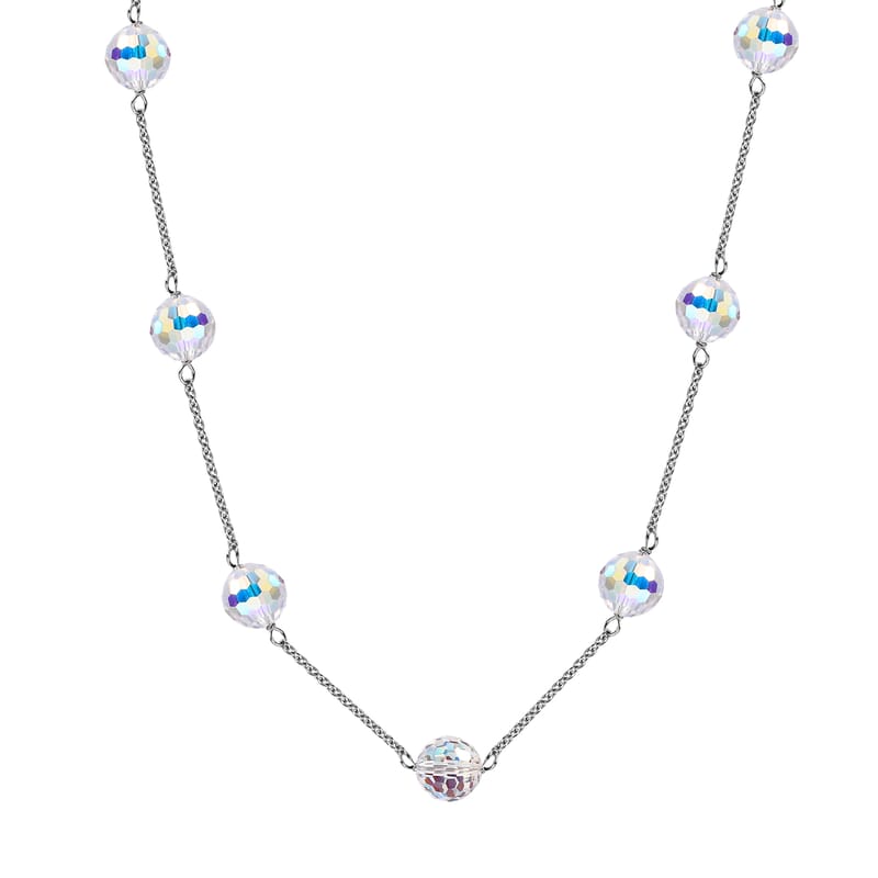 J Francis Embellished with Aurora Borealis Crystal by Swarovski Whispers of Light Necklace (18 Inches) in Rhodium Over Sterling Silver 58.90 ctw
