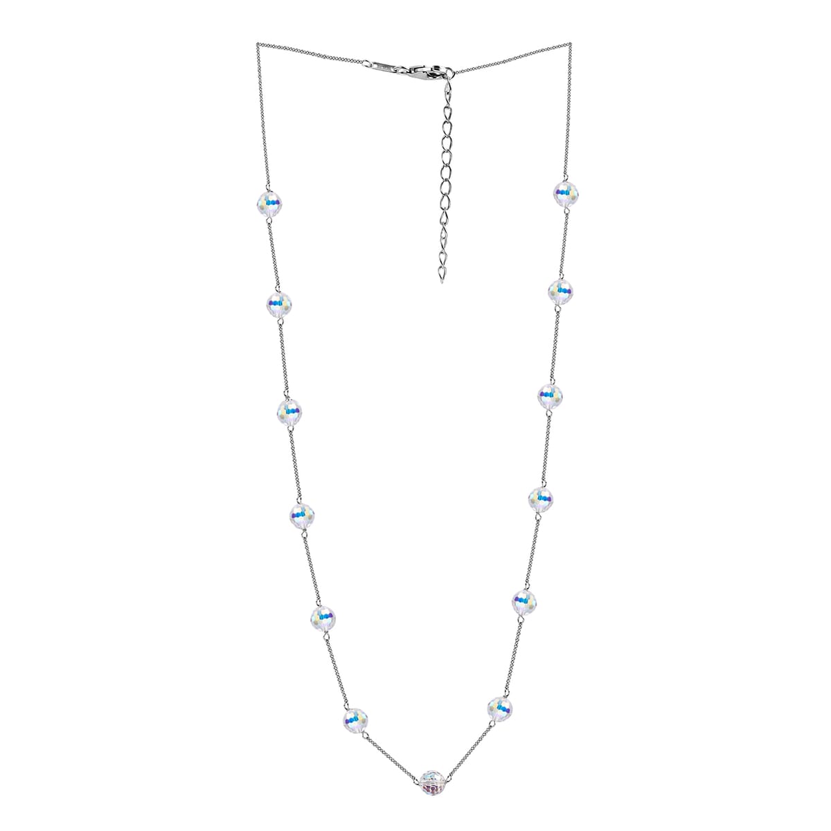 J Francis Embellished with Aurora Borealis Crystal by Swarovski Necklace (18 Inches) in Rhodium Over Sterling Silver 58.90 ctw image number 3