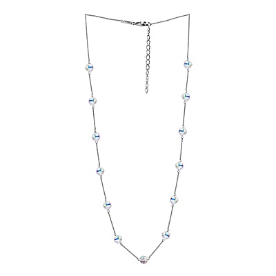 J Francis Embellished with Aurora Borealis Crystal by Swarovski Whispers of Light Necklace (18 Inches) in Rhodium Over Sterling Silver 58.90 ctw