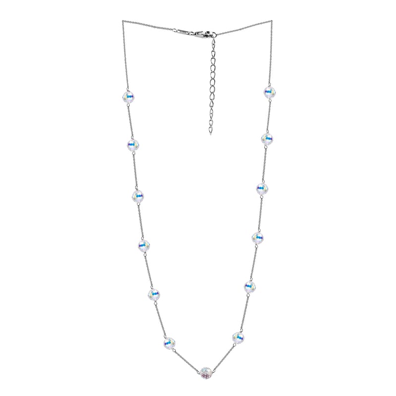 J Francis Embellished with Aurora Borealis Crystal by Swarovski Whispers of Light Necklace (18 Inches) in Rhodium Over Sterling Silver 58.90 ctw