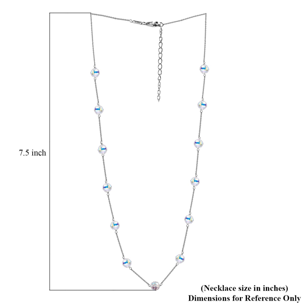 J Francis Embellished with Aurora Borealis Crystal by Swarovski Necklace (18 Inches) in Rhodium Over Sterling Silver 58.90 ctw image number 5