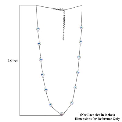 J Francis Embellished with Aurora Borealis Crystal by Swarovski Whispers of Light Necklace (18 Inches) in Rhodium Over Sterling Silver 58.90 ctw