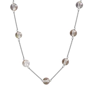 J Francis Embellished with Lumin Green Crystal by Swarovski Necklace (18 Inches) in Rhodium Over Sterling Silver 17.40 ctw