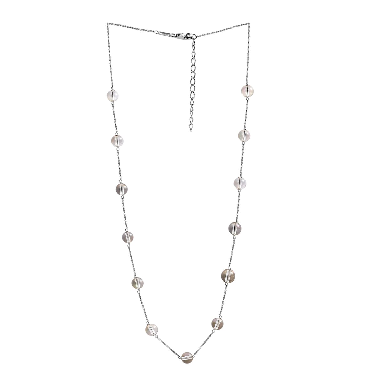 J Francis Embellished with Lumin Green Crystal by Swarovski Necklace (18 Inches) in Rhodium Over Sterling Silver 17.40 ctw image number 3