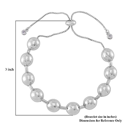 Beaded Bracelet in Silvertone (6.0-9.0In)