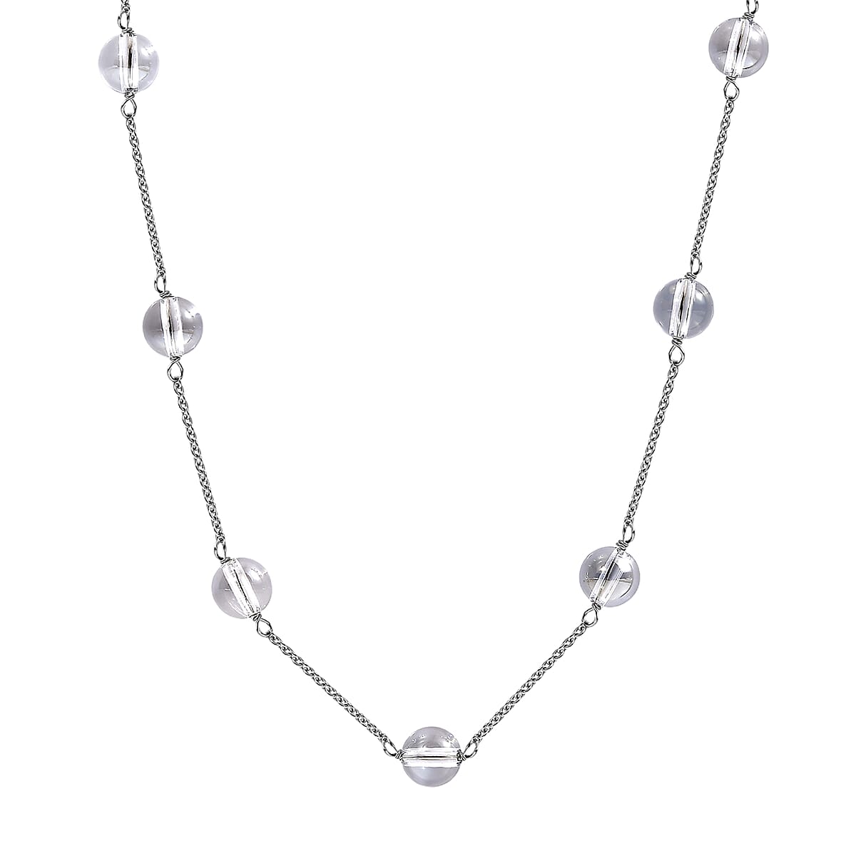 J Francis Embellished with Blue Shade Crystal by Swarovski Whispers of Light Necklace (18 Inches) in Rhodium Over Sterling Silver 17.40 ctw image number 0