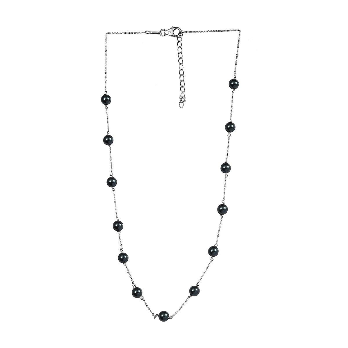 J Francis Embellished with Night Blue Pearl Crystal by Swarovski Necklace (18 Inches) in Rhodium Over Sterling Silver 23.50 ctw image number 3