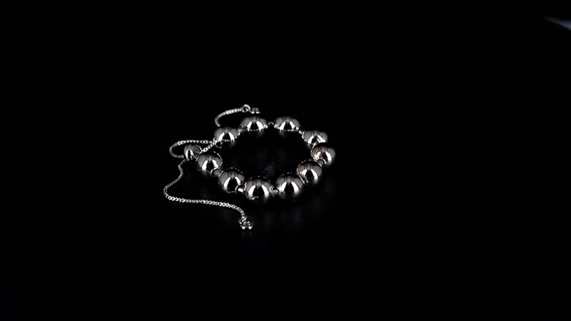 Oval Shape Beaded Bracelet in Silvertone (6.0-9.0In)