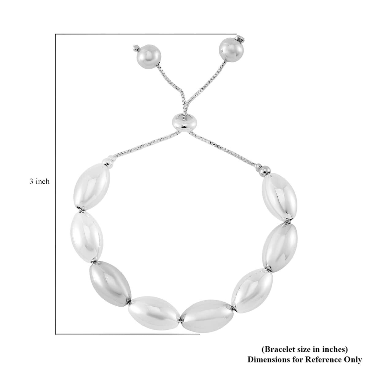 Oval Shape Beaded Bracelet in Silvertone (6.0-9.0In) image number 5