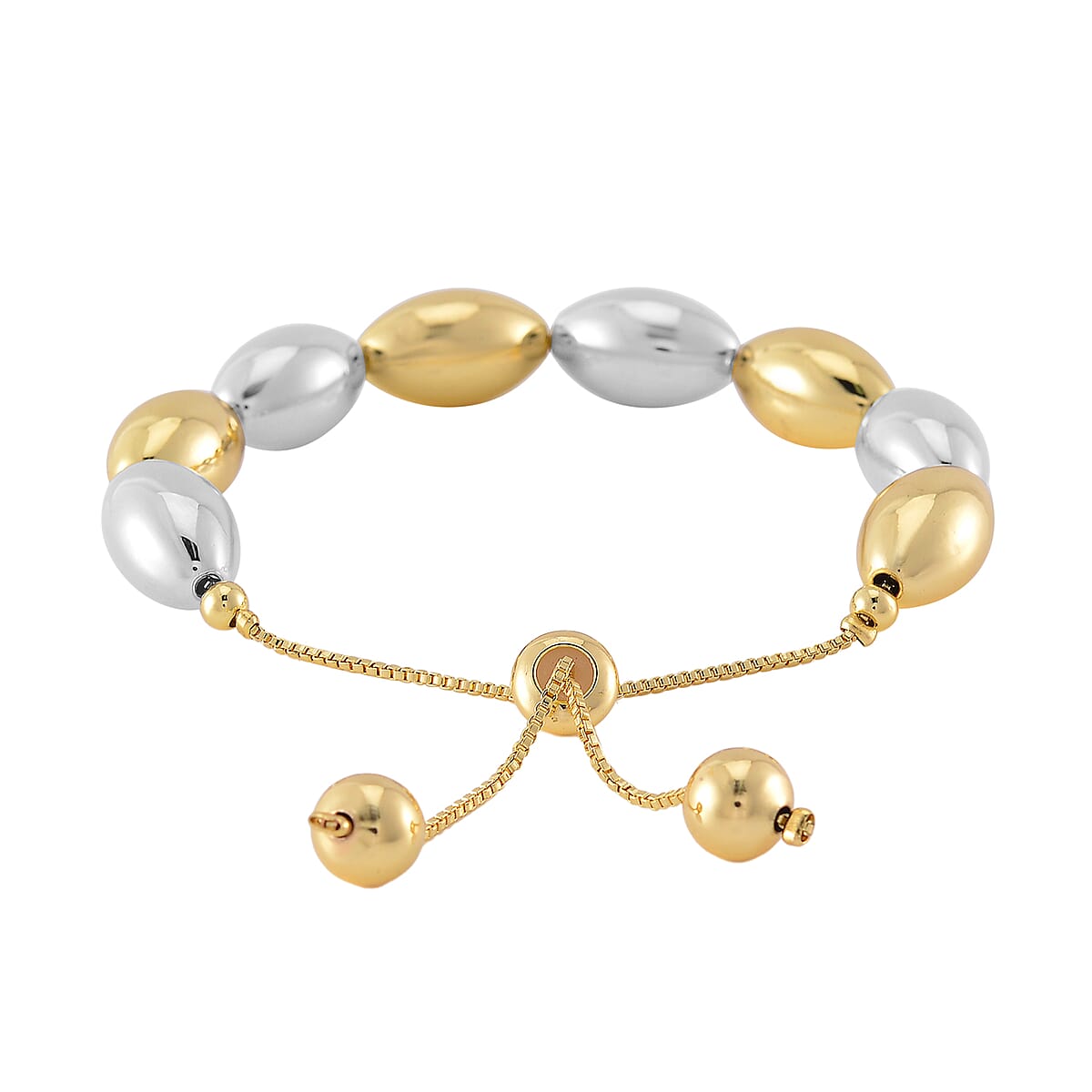 Oval Shape Beaded Bracelet in Dualtone (6.0-9.0In) image number 3